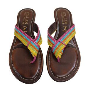 Italian Shoemakers Colorful Stripe Sandals Womens US‎ size 9.5